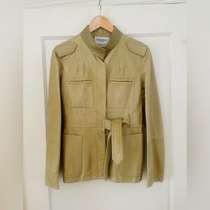 Yves Saint Laurent Greenish Khaki Leather Jacket